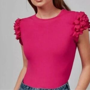 Ted Baker Fuchsia Ruffle Sleeve Tshirt